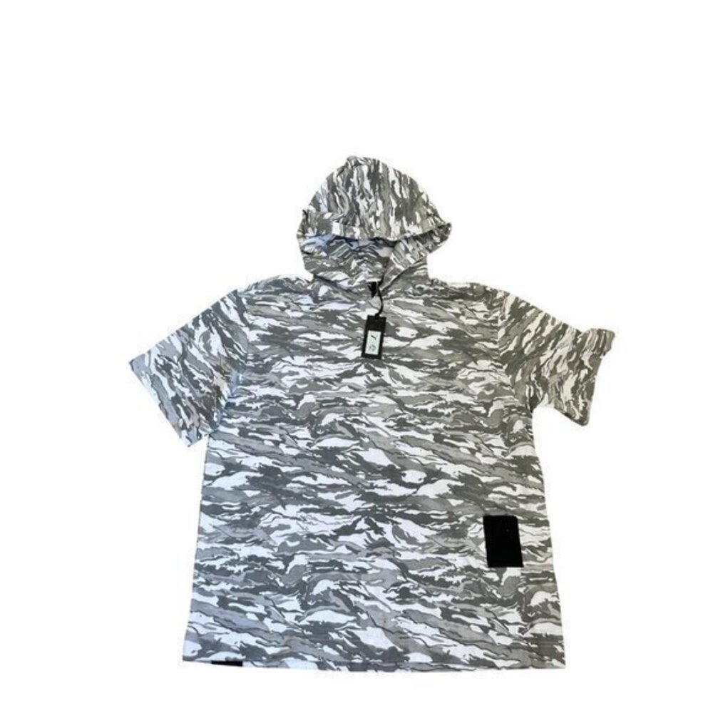 Puma Xo Ss Hoodie Camouflage Design Short Sleeve White/Gray Mens Size M